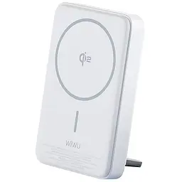 Портативний ЗП Power Bank WIWU Wi-P031 Magnetic з БЗП Qi2 30W 10000 mAh White - мініатюра 3