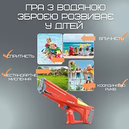 Водний бластер на акумуляторі дитячий водяний пістолет акула червоний Combuy det0018996 - мініатюра 3