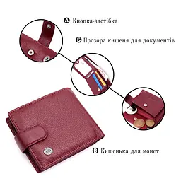 Стильне жіноче портмоне з блоком для карт з натуральної шкіри ST Leather 19472 бордове - мініатюра 4