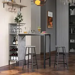 Барний стіл з стільцями Costway Bistro з тримачем винних келихів сірий - мініатюра 4