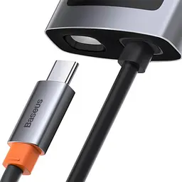 Док-станція адаптер хаб Baseus Metal Gleam Series 4-in-1 - Type-C to 2Usb HDMI Type-C (CAHub-CY0G) - мініатюра 5