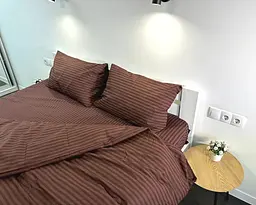 Постільна білизна LARA бязь-страйп Brown d11252e160 з простирадлом на резинці 160х200х25 євро 200х220 см - мініатюра 3