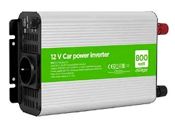 Автомобільний інвертор 800 Вт, EnerGenie, Silver, 1xUSB (5V/2.1A), вхідна напруга 10-16 VDC, металевий корпус (EG-PWC800-01)