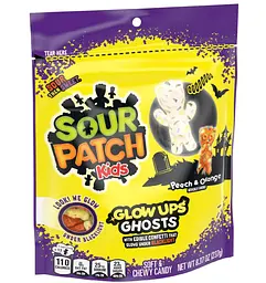 Жувальні цукерки Sour Patch Kids Glow Ups Ghosts Halloween Soft & Chewy Candy 237г - мініатюра 8