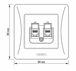 Розетка Videx Binera CAT6+CAT3 подвійна чорний графіт (VF-BNSK2PC6TF3-BG) - мініатюра 5