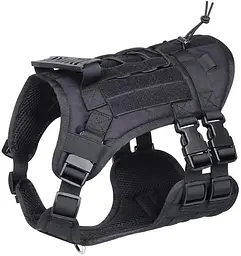 Шлейка для собак Vest, тактичний жилет з ручкою і системою MOLLE, регульований, Чорний L