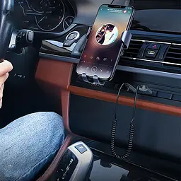 AUX кабель Hoco DUP02 bluetooth to Jack 3.5 пружинний автомобільний аудіоресивер чорний - мініатюра 2