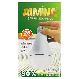 Світлодіодна лампа Almina DL-1025 акумуляторна E27 25W 6500K 220V Voltronic - мініатюра 4