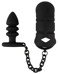 Пояс вірності для чоловіків Black Velvets Cock Cage With a Butt Plug 11.5 см чорний - мініатюра 2