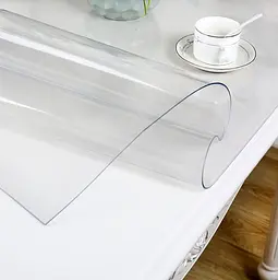 М'яке скло силіконова скатертина на стіл Soft Glass Захист для меблів (1.3х1.4 м) товщина - 1.5 мм Прозоре - мініатюра 7
