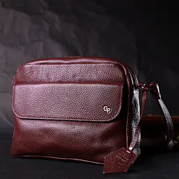 Крос-боді сумка жіноча з натуральної шкіри Grande Pelle 11653 бордова - мініатюра 9