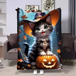 Плед плюшевий подарунковий 3D Halloween Cat 160х200 см