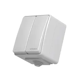 Вимикач Videx BINERA IP65 зовнішній 2кл сірий (VF-BNW12-G)
