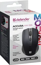 Мишка Defender Accura MM-935 бездротова, 4 кн. до 1600 dpi, чорна (52935) - мініатюра 2
