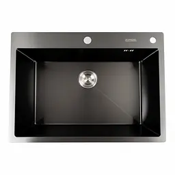 Кухонна мийка Platinum Handmade PVD 70x50 чорна (сифон круглий, 3,0/0,8), Чорний