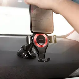 Тримач в машину Baseus Osculum Type Gravity Car Mount (black/red) (21743 black/red) - мініатюра 7