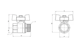 Кран кульовий Thermo Alliance Standart 1" ВЗ прямий, PN40, метелик SD607NW25PN40 - мініатюра 4