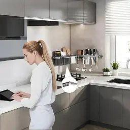 Настінний кутовий органайзер для кухні з тримачем ножів, гачками та контейнерами для столового приладдя 26X-17 - мініатюра 8