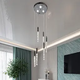 Срібляста каскадна LED люстра на 6 скляних підвісів Artlight 2350/6SL