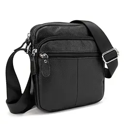 Шкіряний компактний чоловічий месенджер чорний Tiding Bag M56-0080A