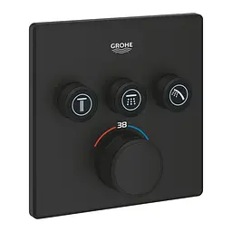 Термостат прихованого монтажу з 3 кнопками управління Grohe Grohtherm SmartControl 102167KF00, Чорний матовий