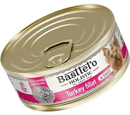 Вологий корм для собак Basttet`o Holistic шматочки філе індички в соусі 85 г ж/б
