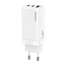 Зарядний пристрій на 3 виходи usb Usams GaN Mini US-CC110 65 W 5a (CC110TC02) A + 2*C біле - мініатюра 3