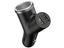 Автомобільний зарядний пристрій BASEUS Y type dual USB+cigarette lighter extended car charger 3.1 A Black (CCALL-YX01) - мініатюра 3