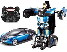 Машинка Трансформер Bugatti Size 18 см Robot Car синя з пультом - мініатюра 8