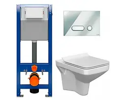 Інсталяція Cersanit Aqua 22 Mech QF WHB + унітаз Como CO DUR Slim SC EO + клавіша Intera CHR GL S701-505