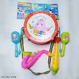 Музичний набір інструментів Lovely bear: барабан, саксофон, дудка та маракаси (8898-3)