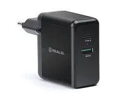 Мережевий зарядний пристрій REAL-EL CH-350 QC3.0 (2USB, 3A) Чорний - мініатюра 2