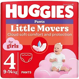 Підгузки-трусики Huggies Little Movers Pants для дівчаток 4 (9-14 кг) 88 шт.