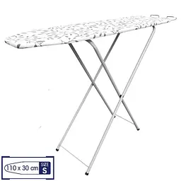 Дошка для прасування підлогова Casa Si Legno S 110x30 Grey Leaves, регулювання висоти, висувна підставка для праски, розмір складання 120х30х3 см