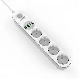 Мережевий фільтр подовжувач 4 євро розетки 4 USB 2м із захистом та заземленням LDNIO SE4432 2500W 10A USB 3.4A - мініатюра 9