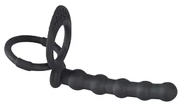 Анальна пробка з ерекційним кільцем Black Velvets Cock And Ball Ring 19 см (чорний) - мініатюра 3