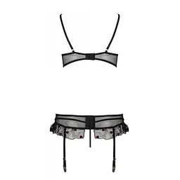 Сексуальний комплект з поясом для панчіх Passion LOVELIA SET L/XL, black - мініатюра 6