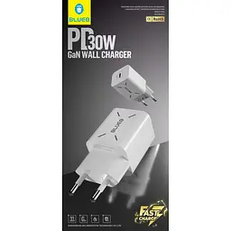Мережевий зарядний пристрій Blueo GaN 30W White (BT5925) [139306] - мініатюра 2