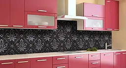 Кухонний фартух Вензельний Візерунок для кухні 65х250 см Абстракції Чорний Happy Pocket Z183699 - мініатюра 3