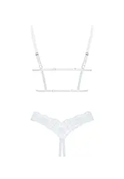 Комплект еротичної білизни з відкритими грудьми і промежиною Obsessive Heavenlly XL/2XL білий - мініатюра 7