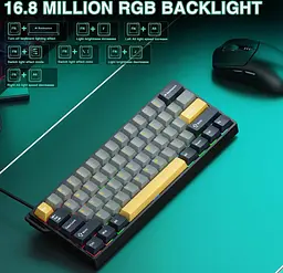 Клавіатура ігрова механічна AULA WIN-60 HE-Max Black-Grey-Yellow Magnetic switch ENG/UKR - мініатюра 9