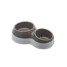 Миска для корму з подвійним дном для води Large 44x27x12h, коричневий
