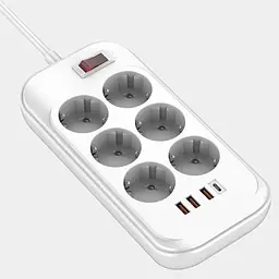 Мережевий фільтр , 6 розеток, 2 м, White ColorWay teh0028207 - мініатюра 2