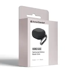 Силіконовий чохол для навушників Samsung Galaxy Buds Core, Hang Case, чорний, ультратонкий захисний кейс товщиною 2 мм, захист від подряпин, пилу та ударів, компактний, з карабіном для кріплення, ArmorStandart (ARM88041) - мініатюра 3