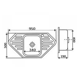 Мийка кухонна Kraft 9550 D Decor кутова 950х500х180 мм 0,8 мм 30412 - мініатюра 2