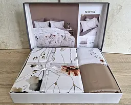 Турецька постільна білизна First Choice сатин 3D Bloomy євро 200х220