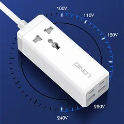 Мережевий зарядний пристрій подовжувач LDNIO SC1418 2 USB/2 Type-C QC PD 1 розетка 2m білий - мініатюра 4