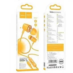 Навушники стерео з мікрофоном Hoco M107 Discoverer універсальні earphones with mic жовті 6931474794598 - мініатюра 2