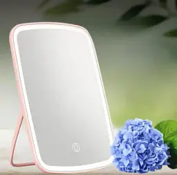 Дзеркало косметичне настільне Salon Professional Makeup Mirror 33 світлодіоди USB або батарейки рожевий - мініатюра 4