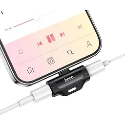 Перехідник розгалужувач аудіо Hoco Dual Lightning digital audio converter LS31 чорний адаптер - мініатюра 6